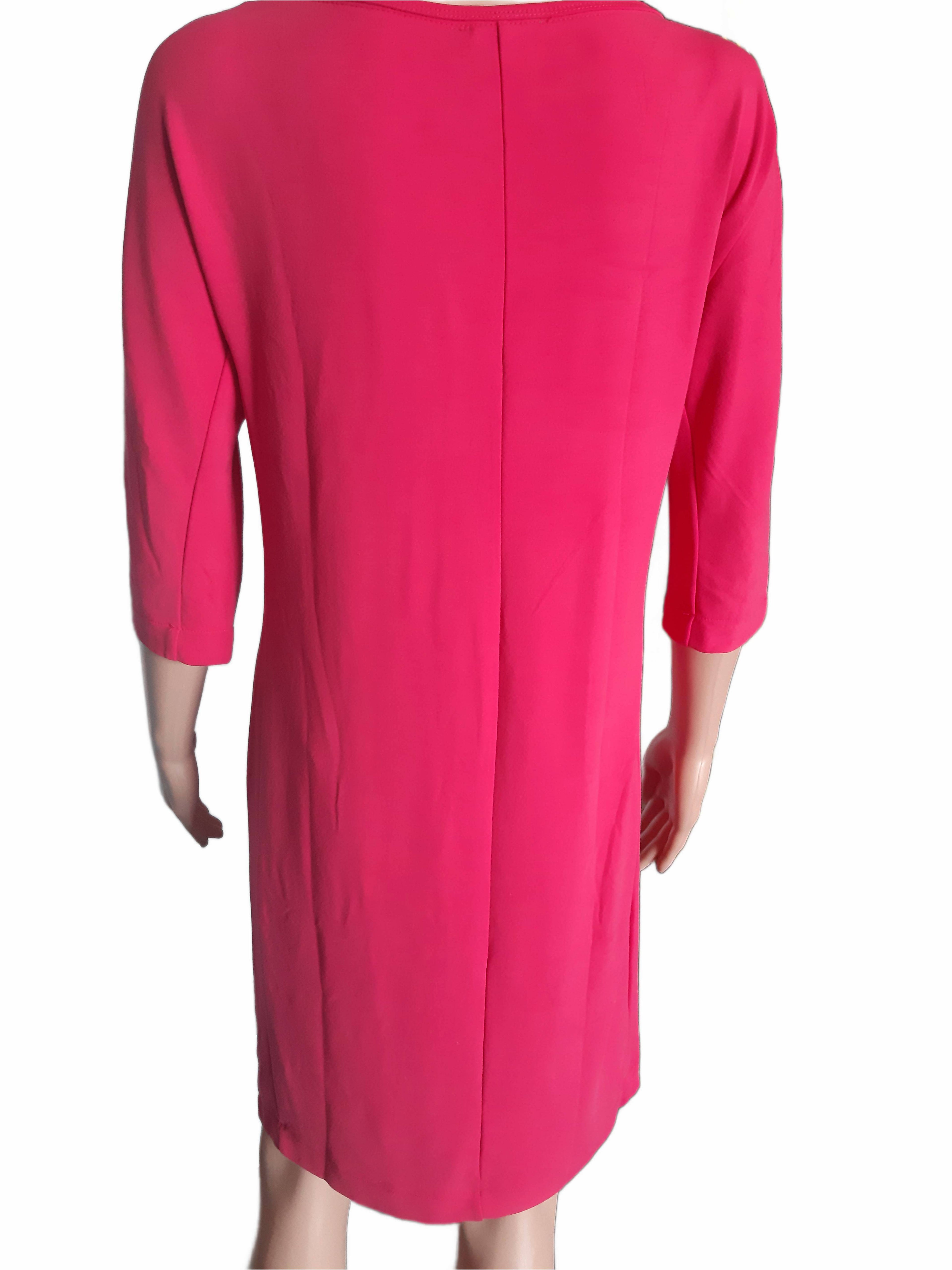 Cartoon Women's knitted dress with 3/4 sleeves season 2025, coral