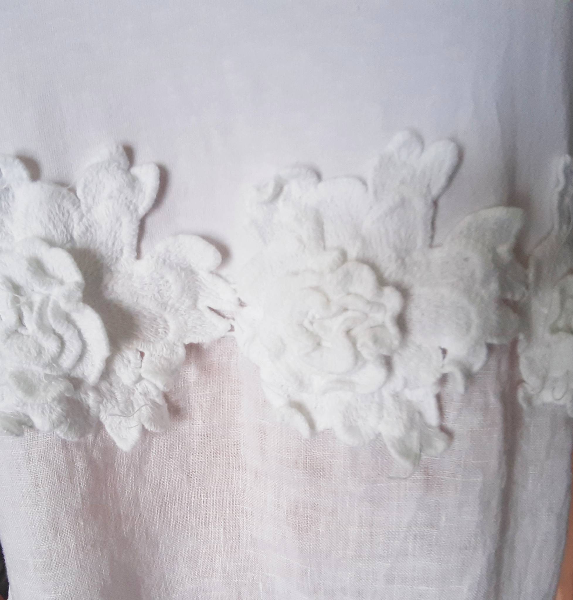 Women's linen dress with floral appliqués, collection 2025