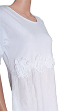 Women's linen dress with floral appliqués, collection 2025