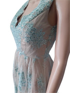 Vera Mont Women's elegant dress in pink with embroidery and lace