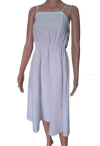 Women's linen dress with straps in white, collection 2025