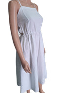 Women's linen dress with straps in white, collection 2025