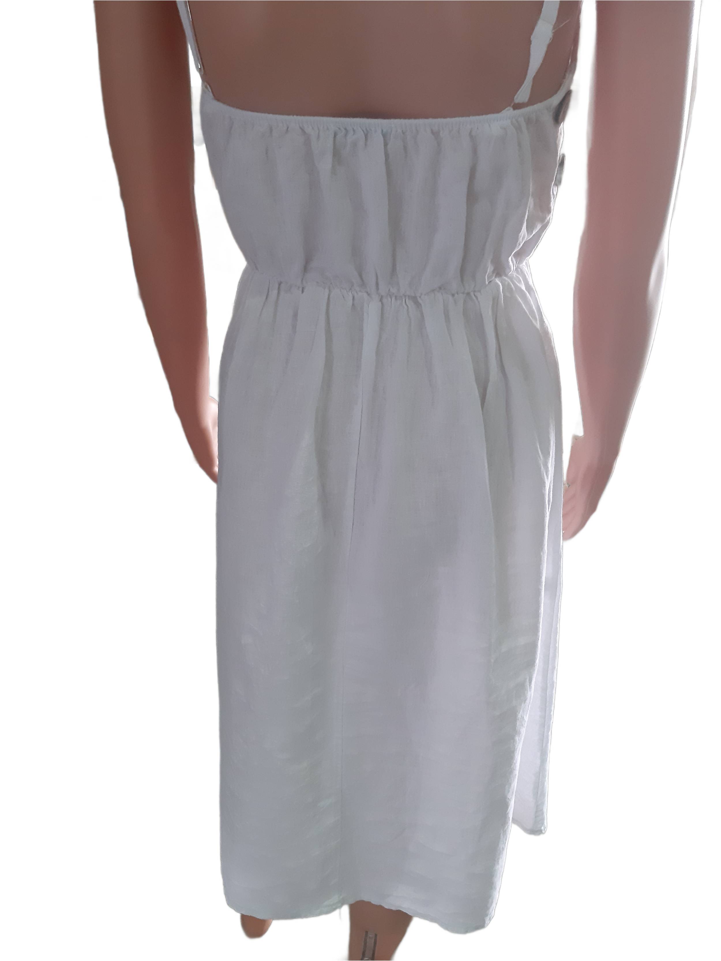 Women's linen dress with straps in white, collection 2025