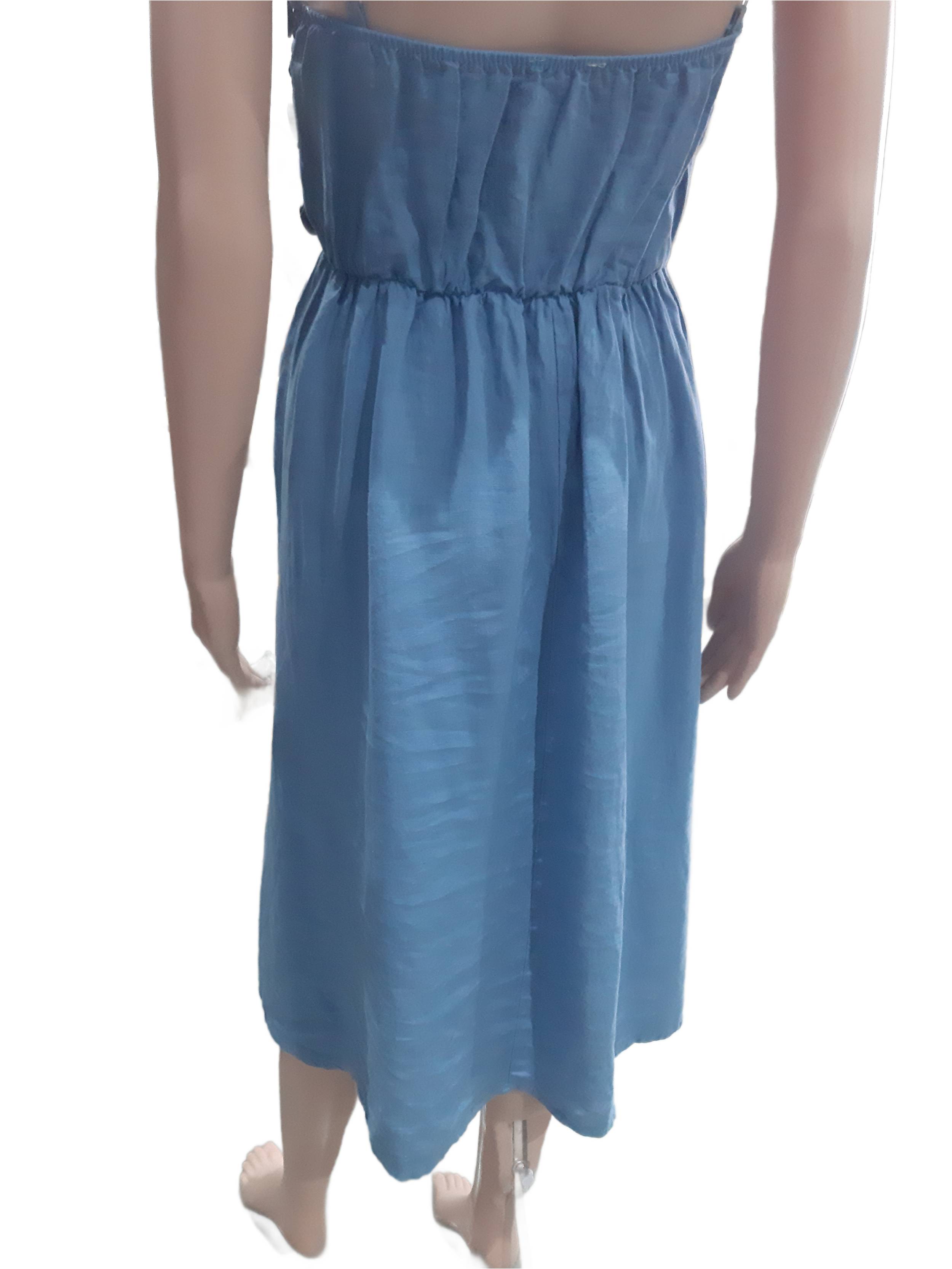 Women's linen dress in blue, collection 2025