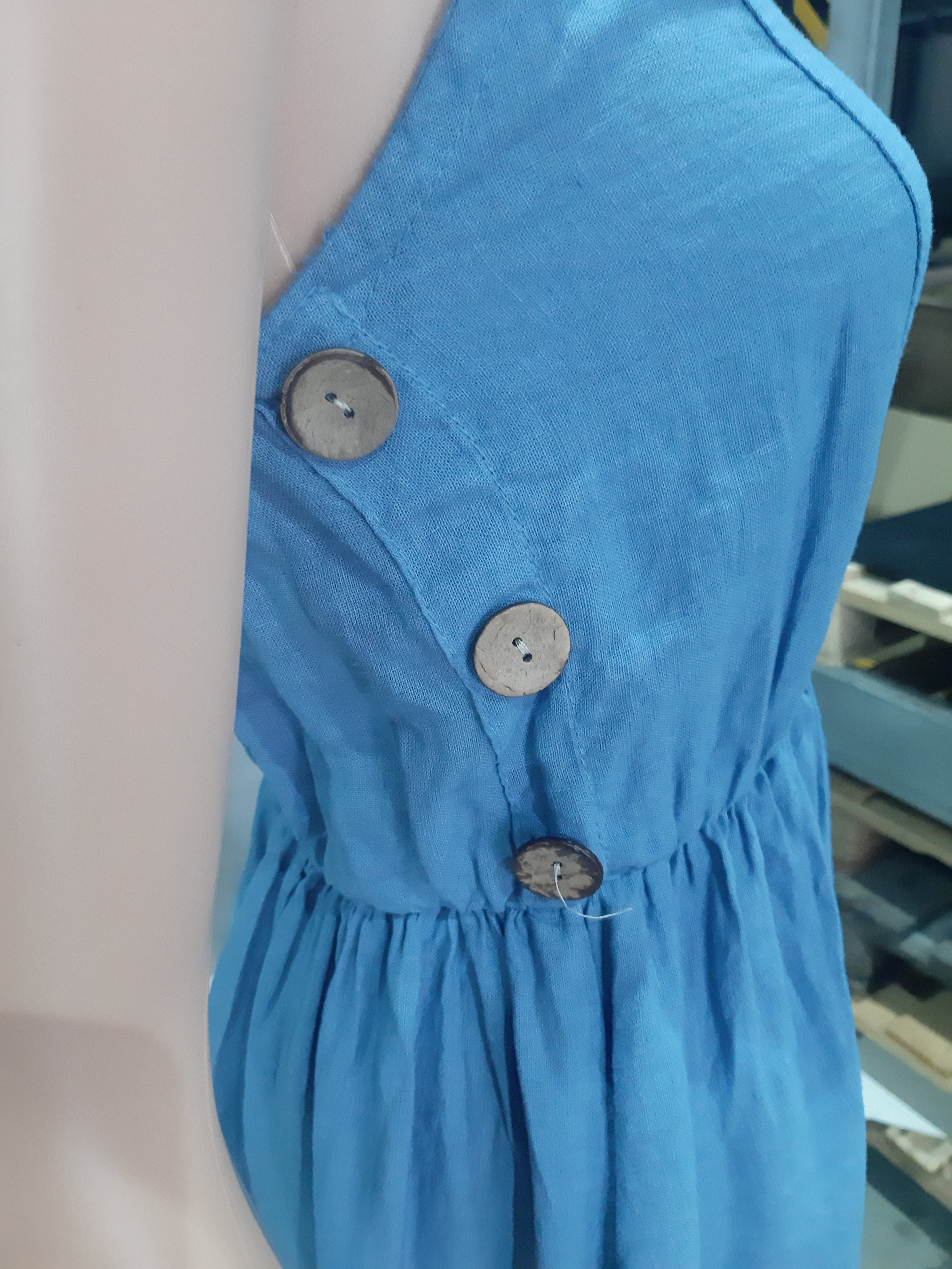 Women's linen dress in blue, collection 2025