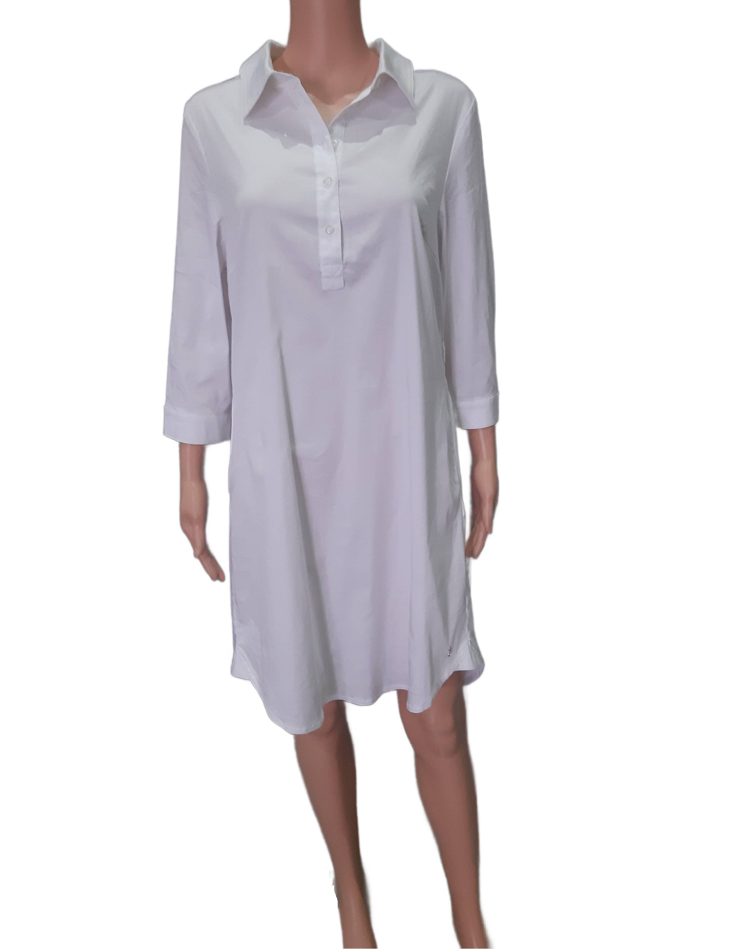 JETTE Cotton shirt-dress in sporty-elegant style, snow white