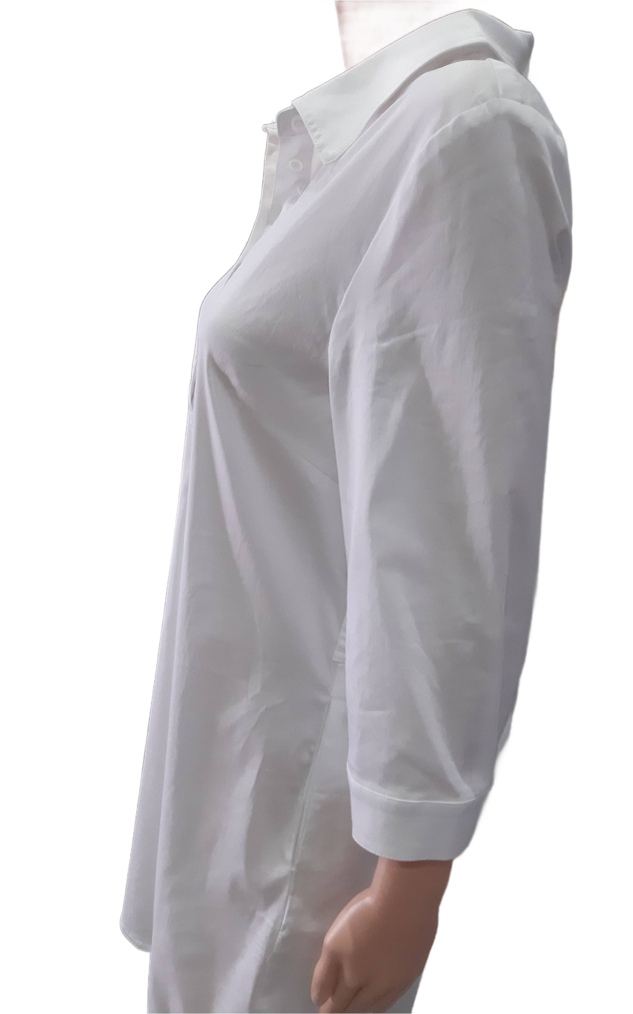 JETTE Cotton shirt-dress in sporty-elegant style, snow white