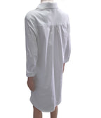 JETTE Cotton shirt-dress in sporty-elegant style, snow white