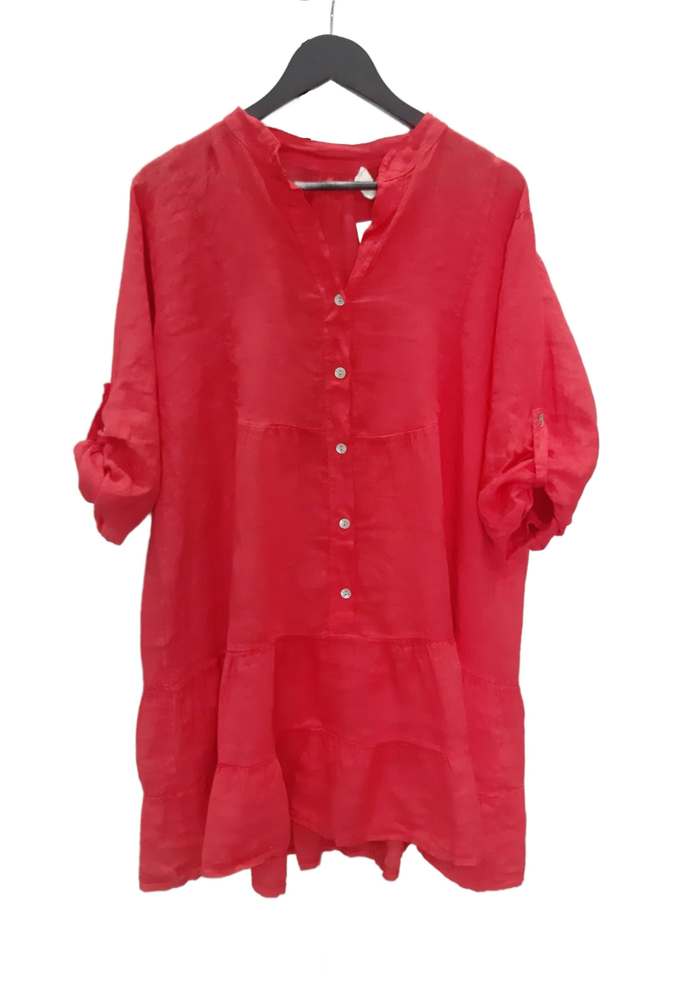 Josefine Women's linen dress, coral color