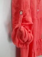Josefine Women's linen dress, coral color