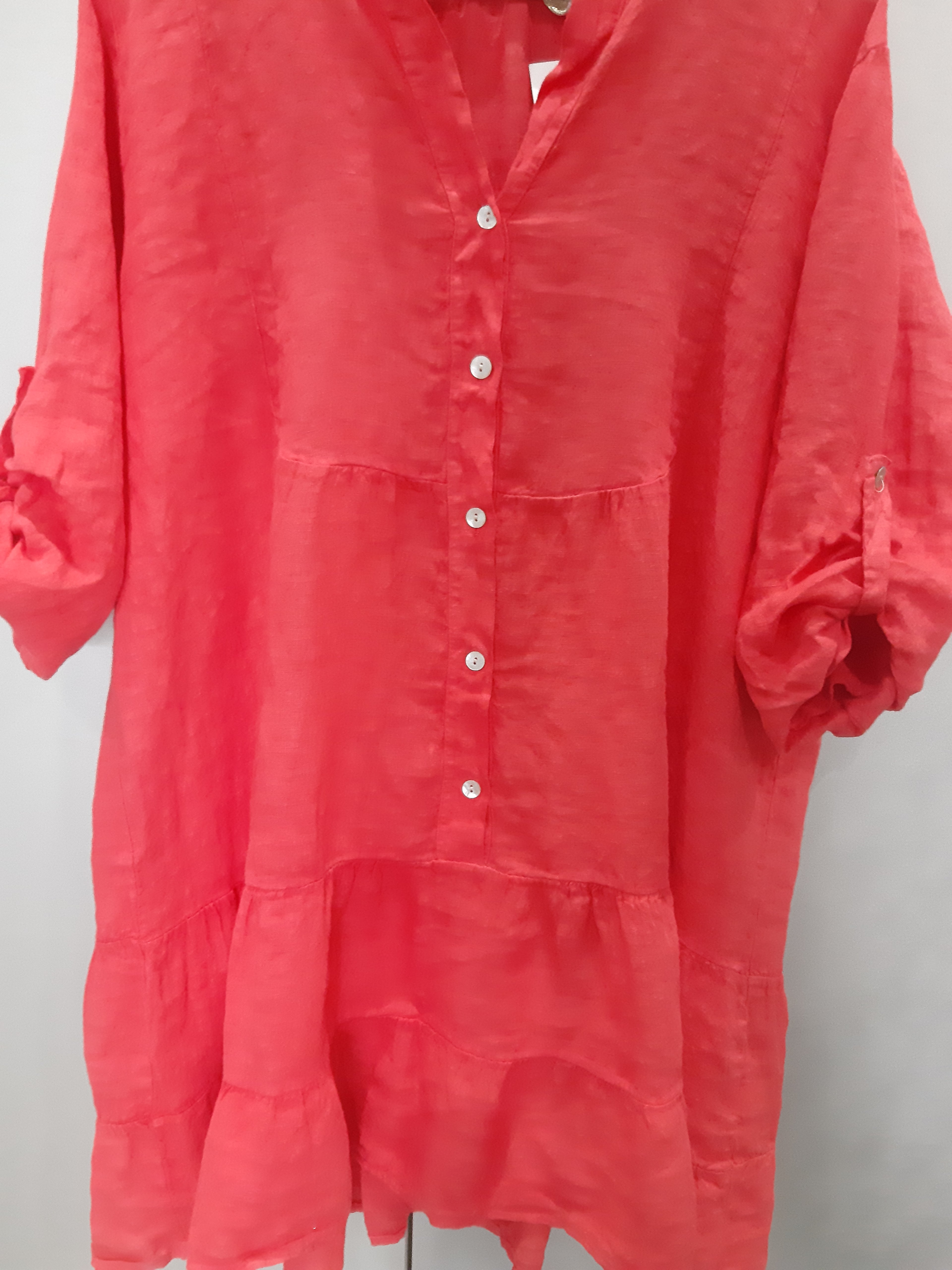 Josefine Women's linen dress, coral color