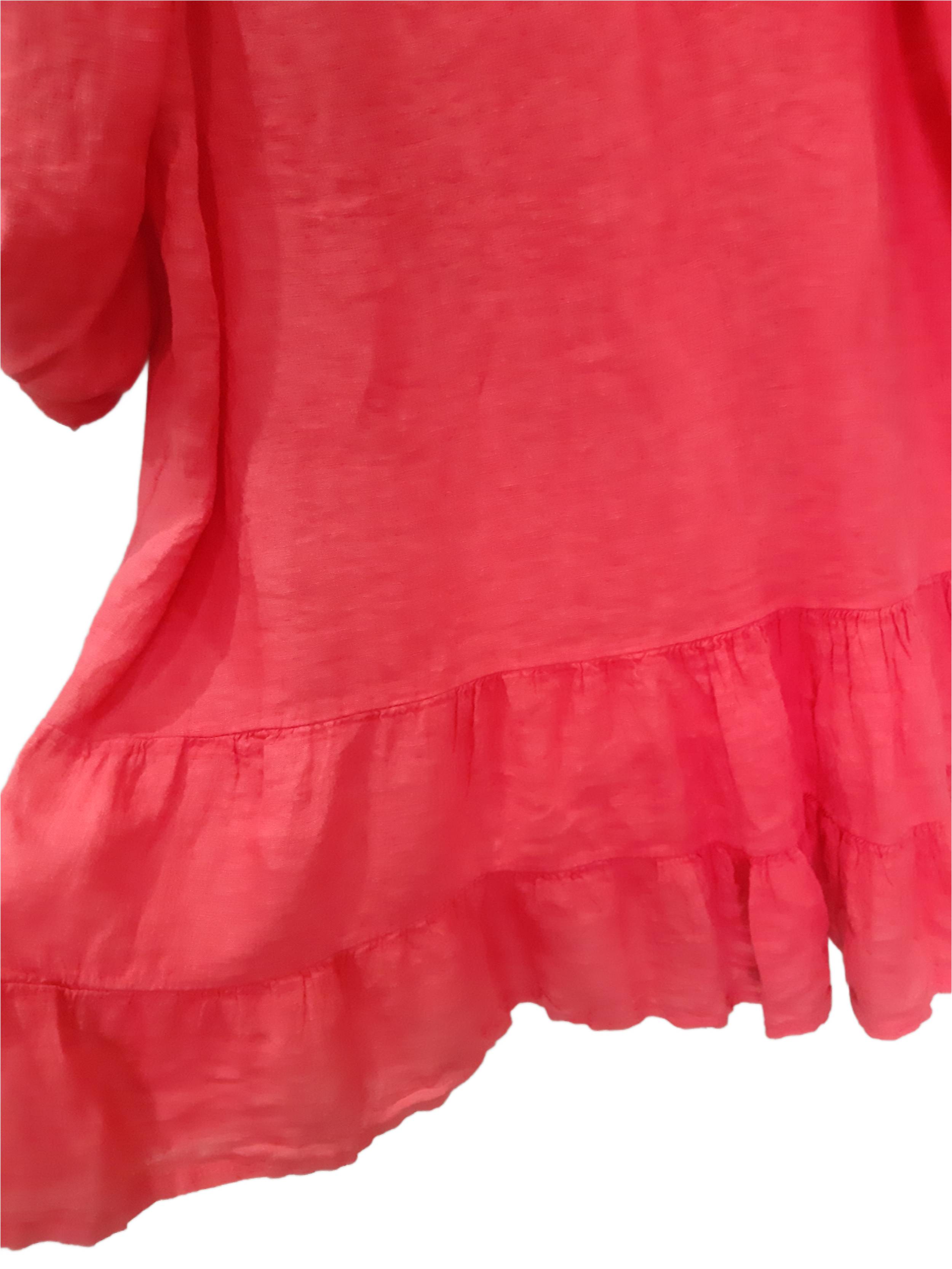 Josefine Women's linen dress, coral color