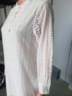 Women's long-sleeved dress with cut embroidery ZARA, white