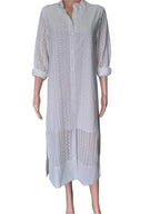 Women's long-sleeved dress with cut embroidery ZARA, white
