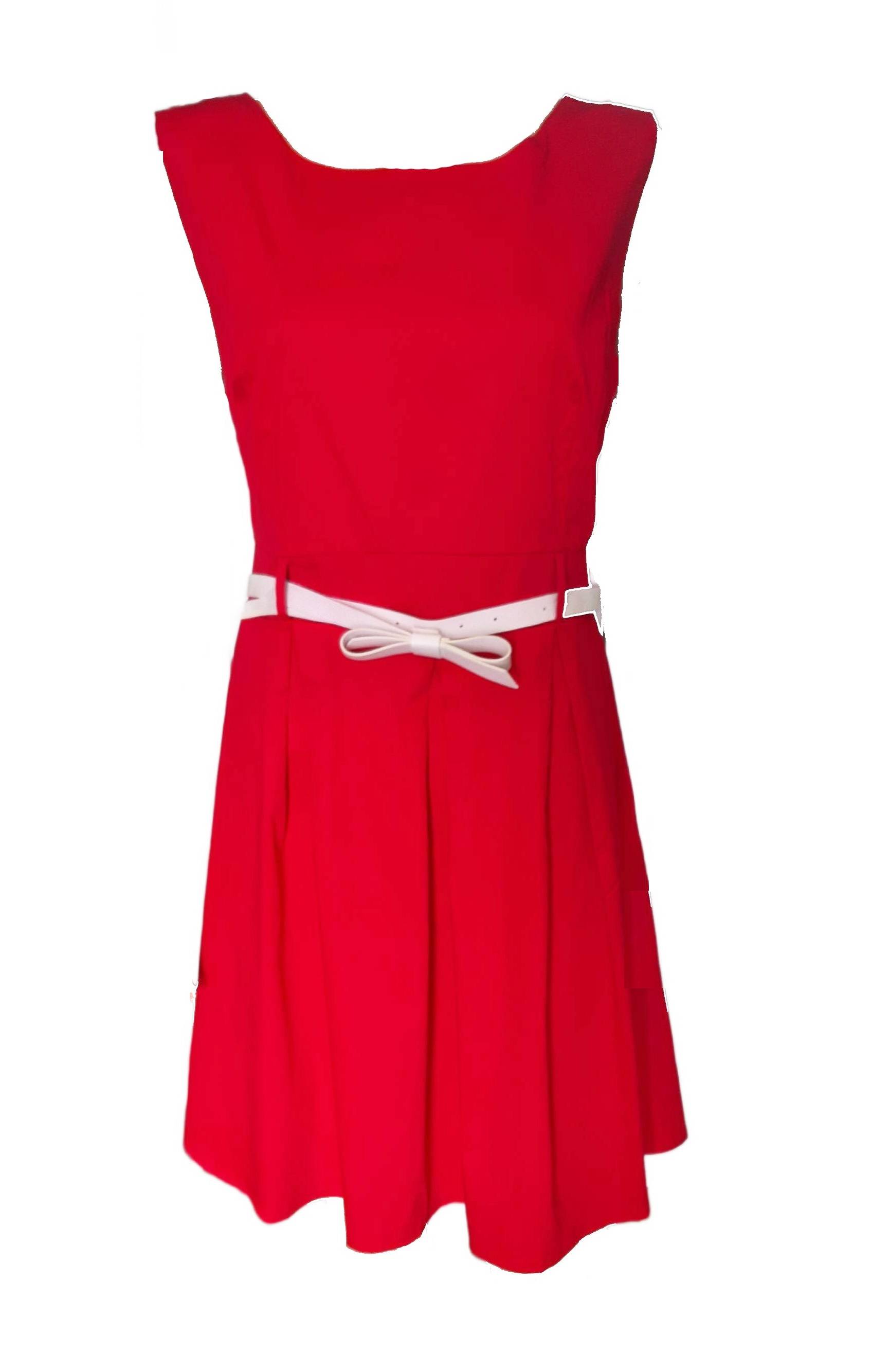 WILLIAM DE FAYE Elegant cotton dress with belt, red