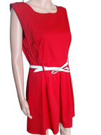 WILLIAM DE FAYE Elegant cotton dress with belt, red