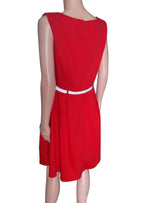 WILLIAM DE FAYE Elegant cotton dress with belt, red