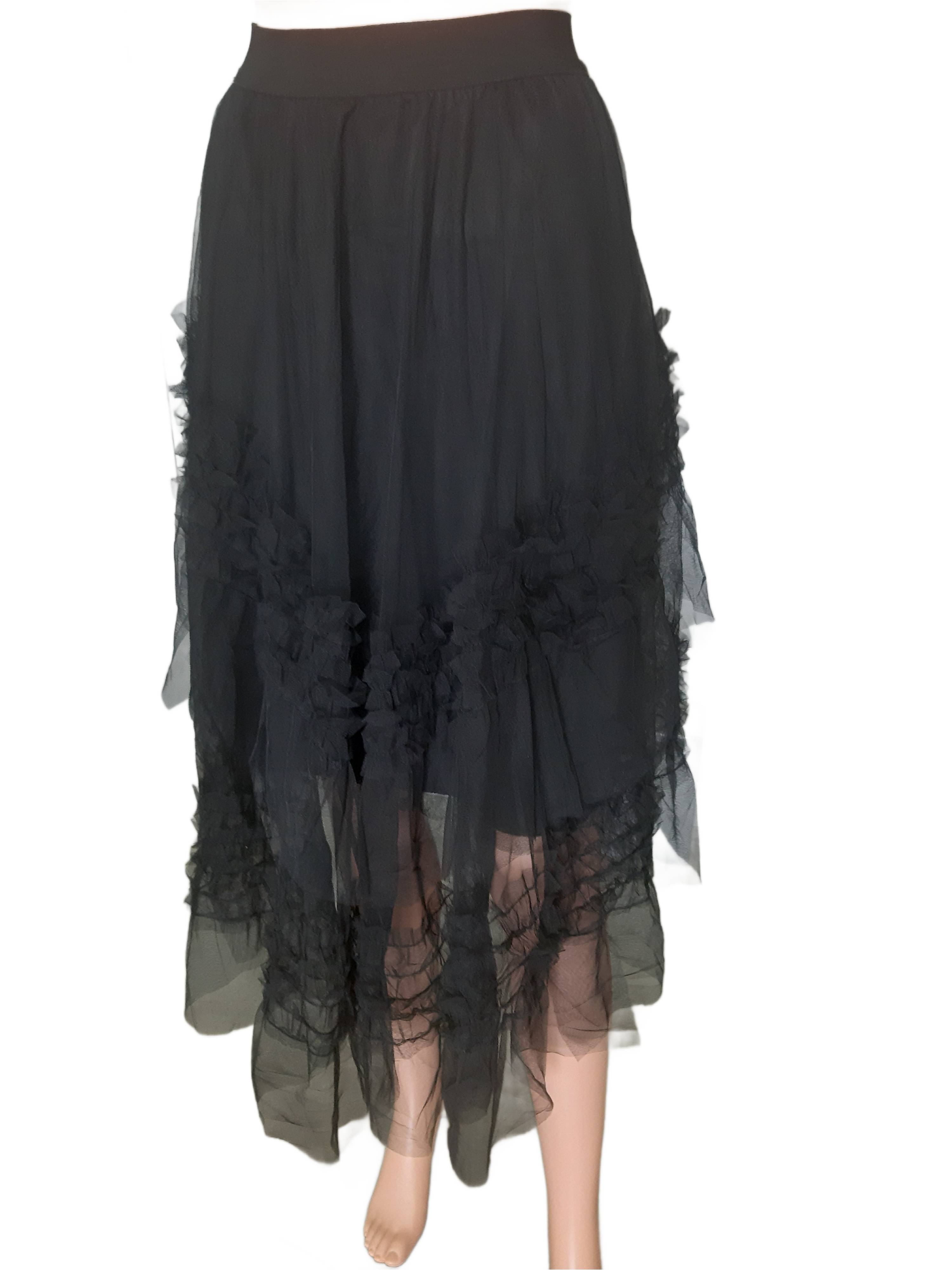 Women's elegant black tulle skirt, black