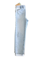 Children's cotton elastic jeans with Star applique, light blue