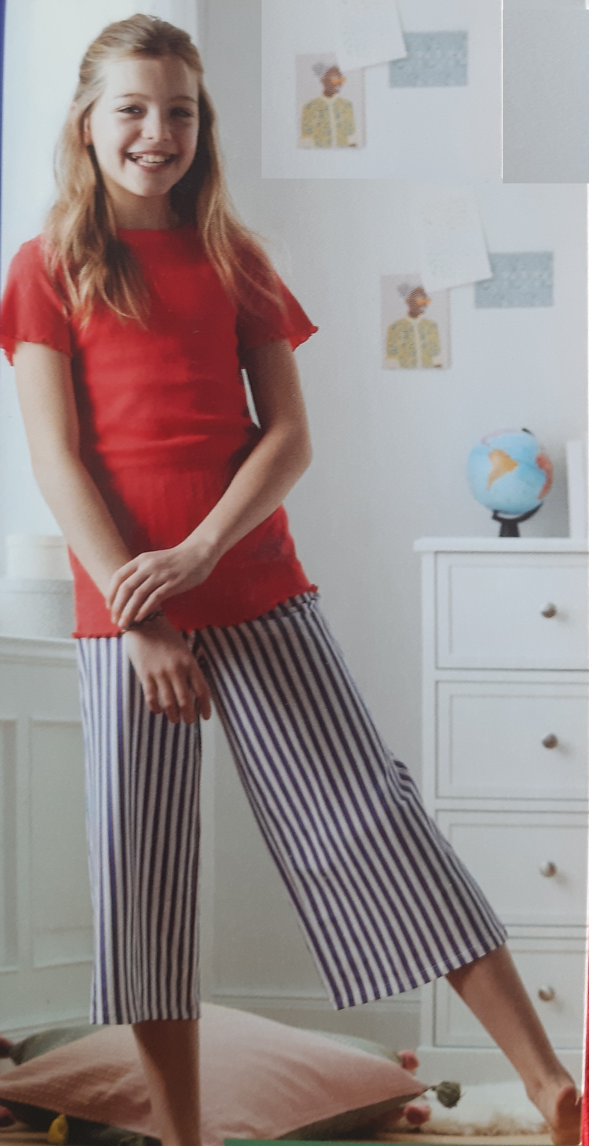 Children's cotton pajamas for girls with short sleeves 