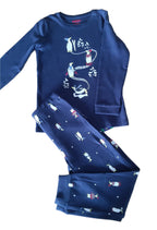 Children's cotton pajamas for boys, dark blue with print