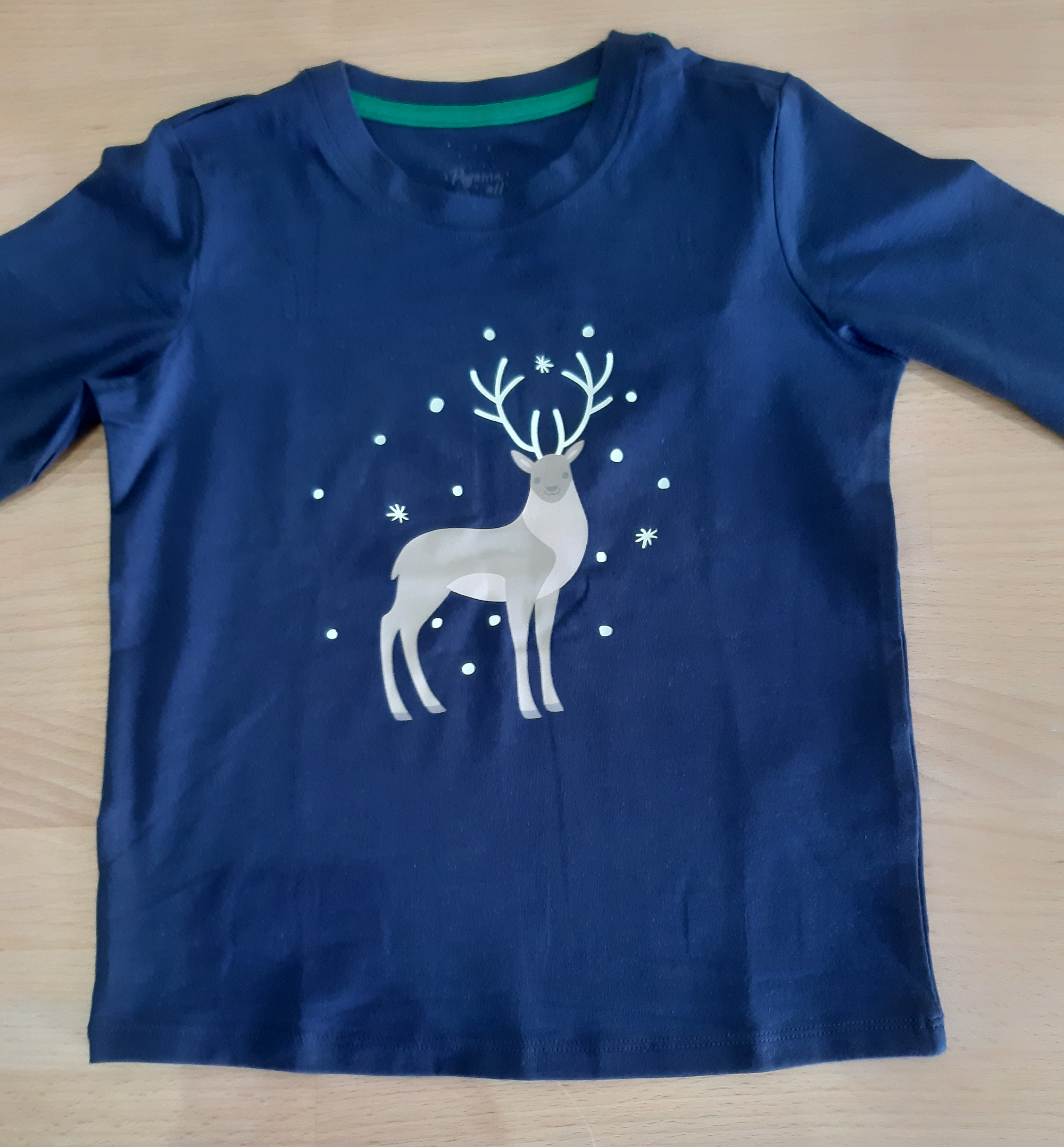 Children's cotton pajamas for boys, dark blue with print