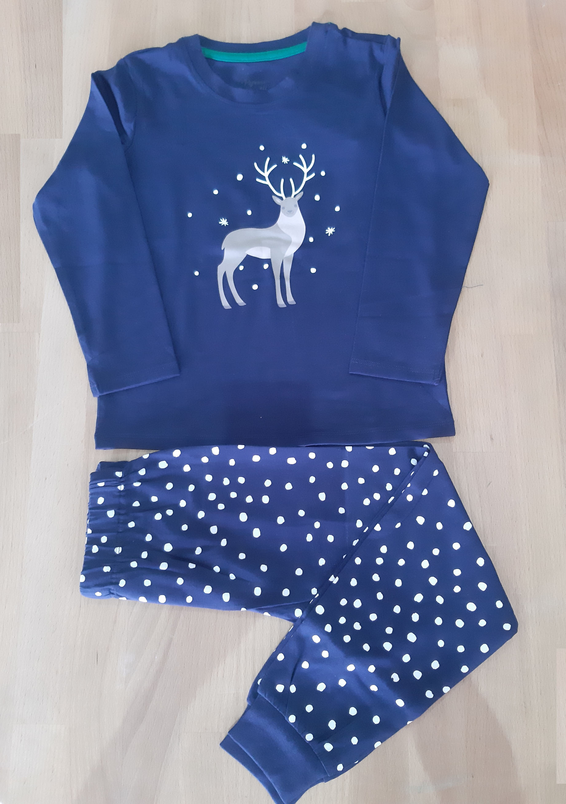 Children's cotton pajamas for boys, dark blue with print
