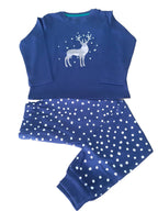 Children's cotton pajamas for boys, dark blue with print
