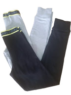 Set of 2 children's elastic cotton leggings, gray and black 