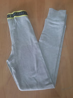 Set of 2 children's elastic cotton leggings, gray and black 