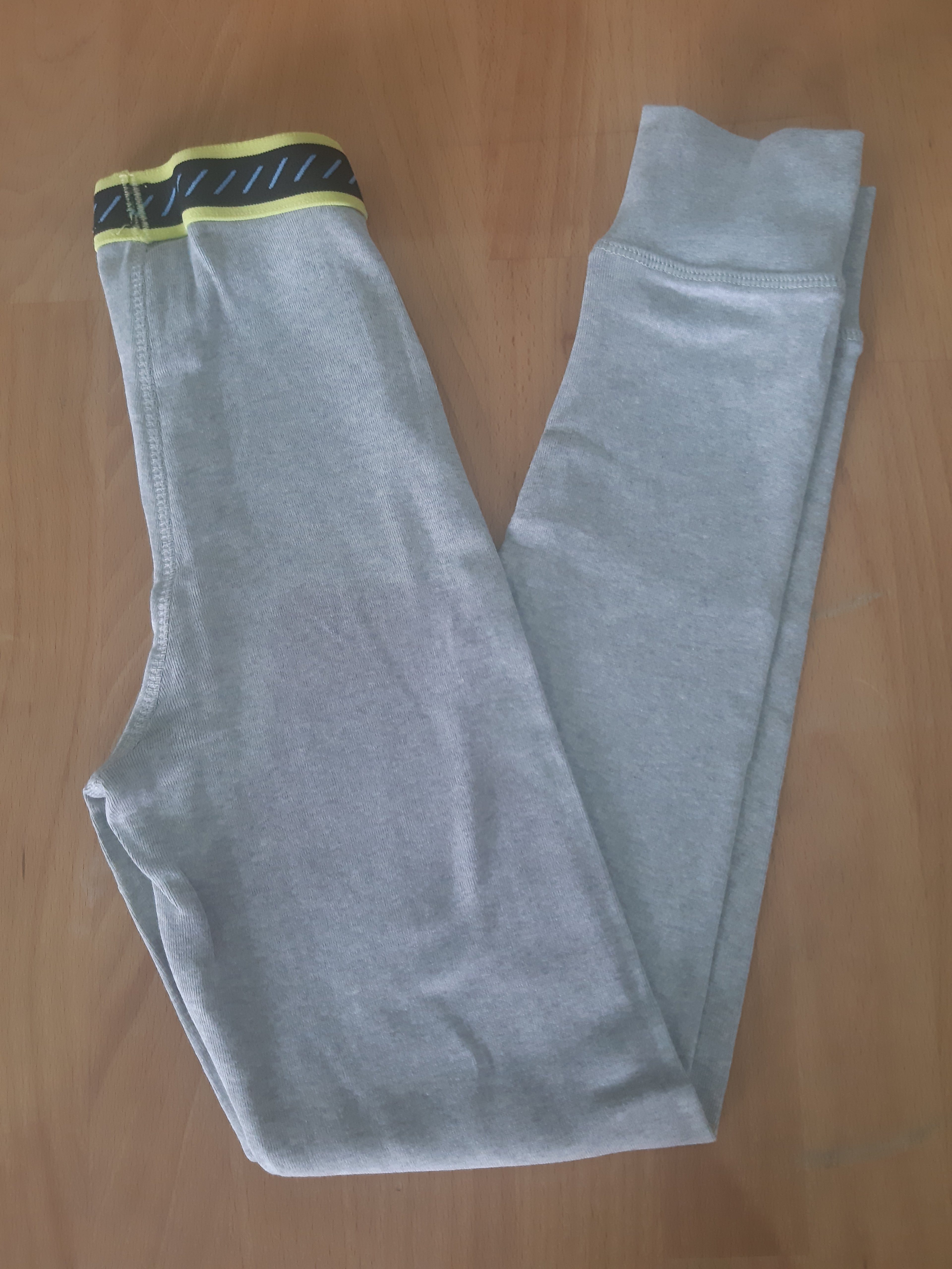 Set of 2 children's elastic cotton leggings, gray and black 