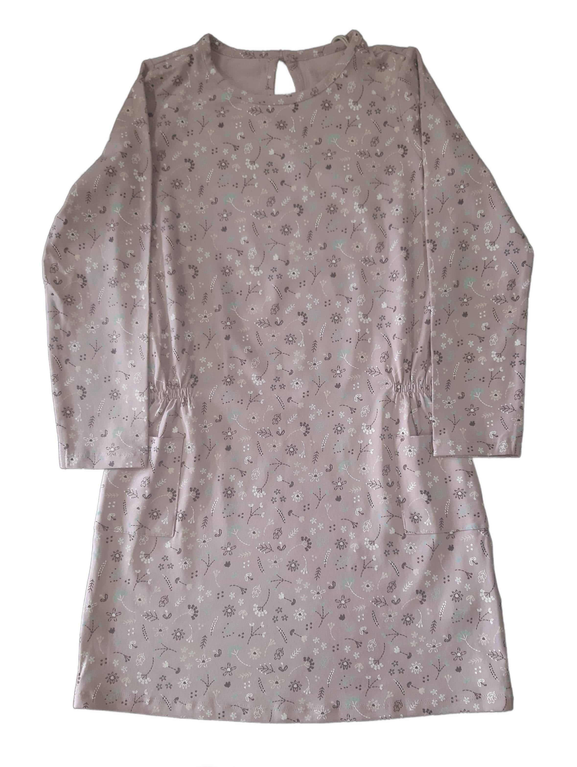 Children's cotton dress, pink with print 