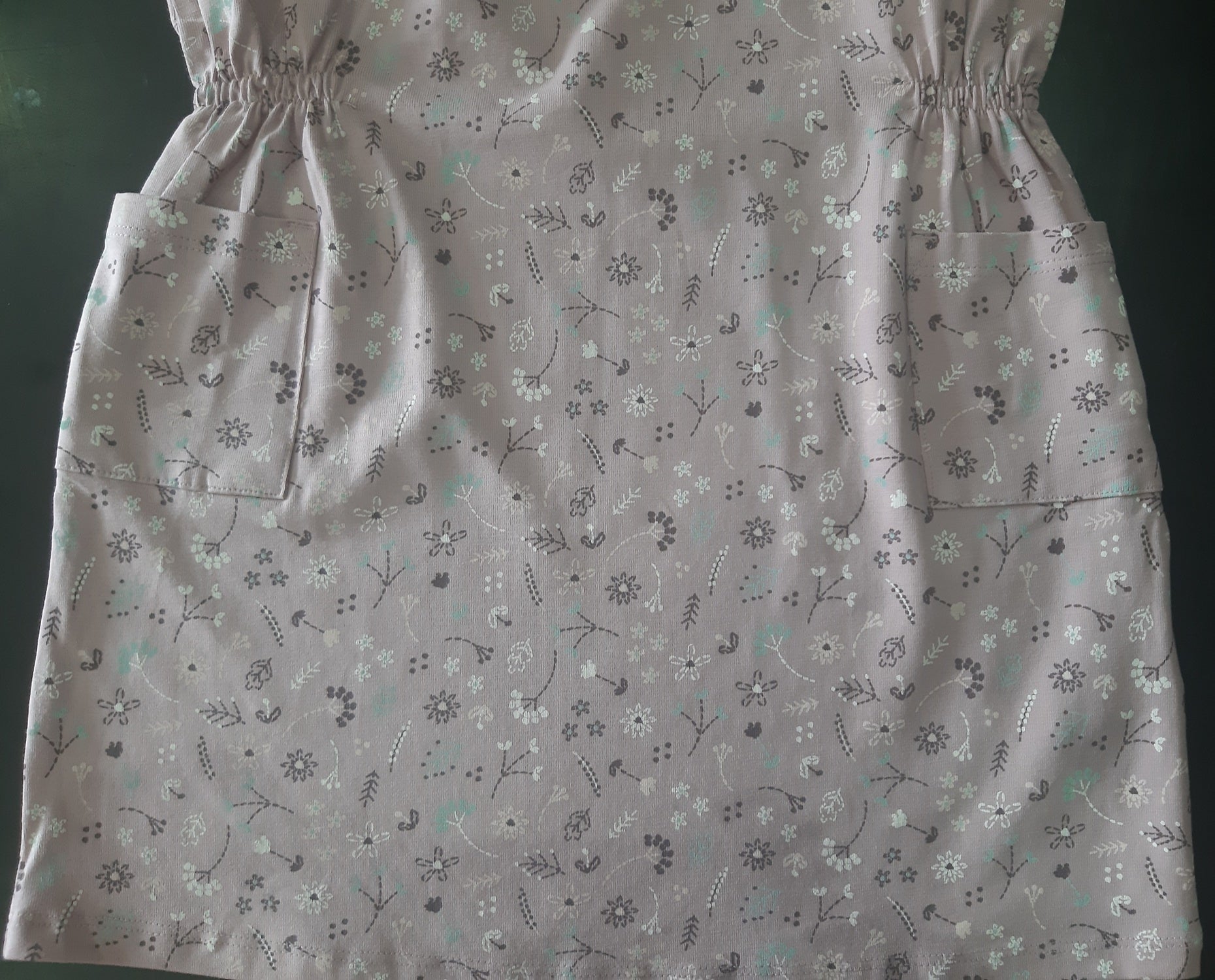 Children's cotton dress, pink with print 