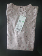 Children's cotton dress, pink with print 
