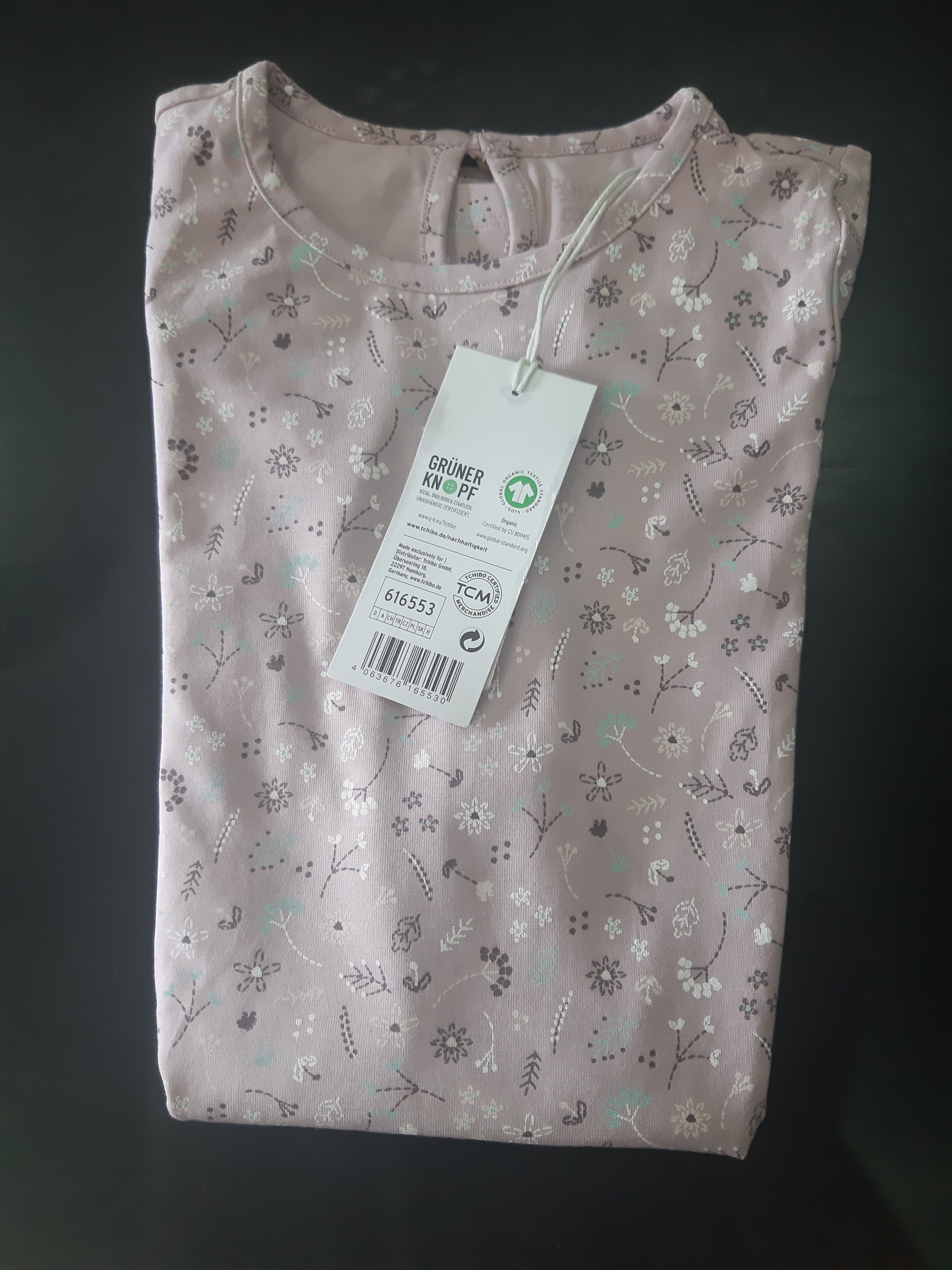 Children's cotton dress, pink with print 