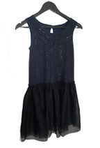 Children's elegant dress with jersey and tulle, dark blue 