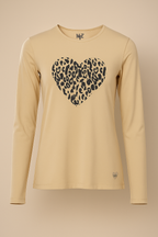 Children's cotton blouse for girls, yellow with Heart print