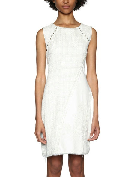 Desigual Women's Amparo dress with embroidery and metal eyelets, ecru/white