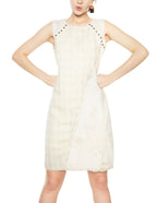 Desigual Women's Amparo dress with embroidery and metal eyelets, ecru/white