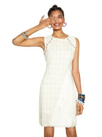 Desigual Women's Amparo dress with embroidery and metal eyelets, ecru/white