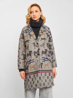 Desigual Women's Autumn-Winter Coat, Gray with Animal Print