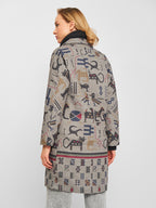 Desigual Women's Autumn-Winter Coat, Gray with Animal Print