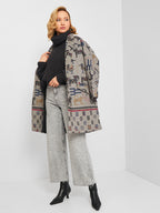 Desigual Women's Autumn-Winter Coat, Gray with Animal Print