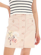 Desigual Women's cotton skirt with embroidery/print, pink