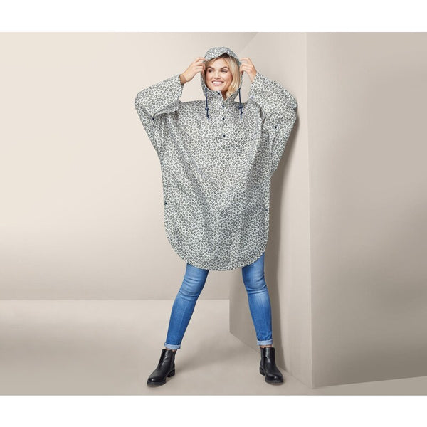 Women's thick poncho raincoat, dark blue, Unisex 