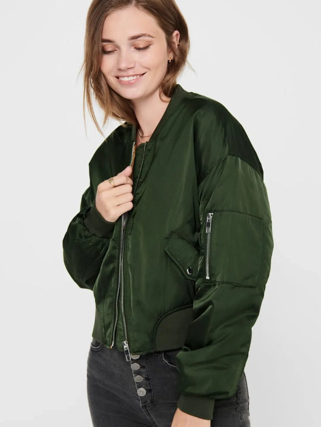 Women's bomber jacket in olive green color ONLY