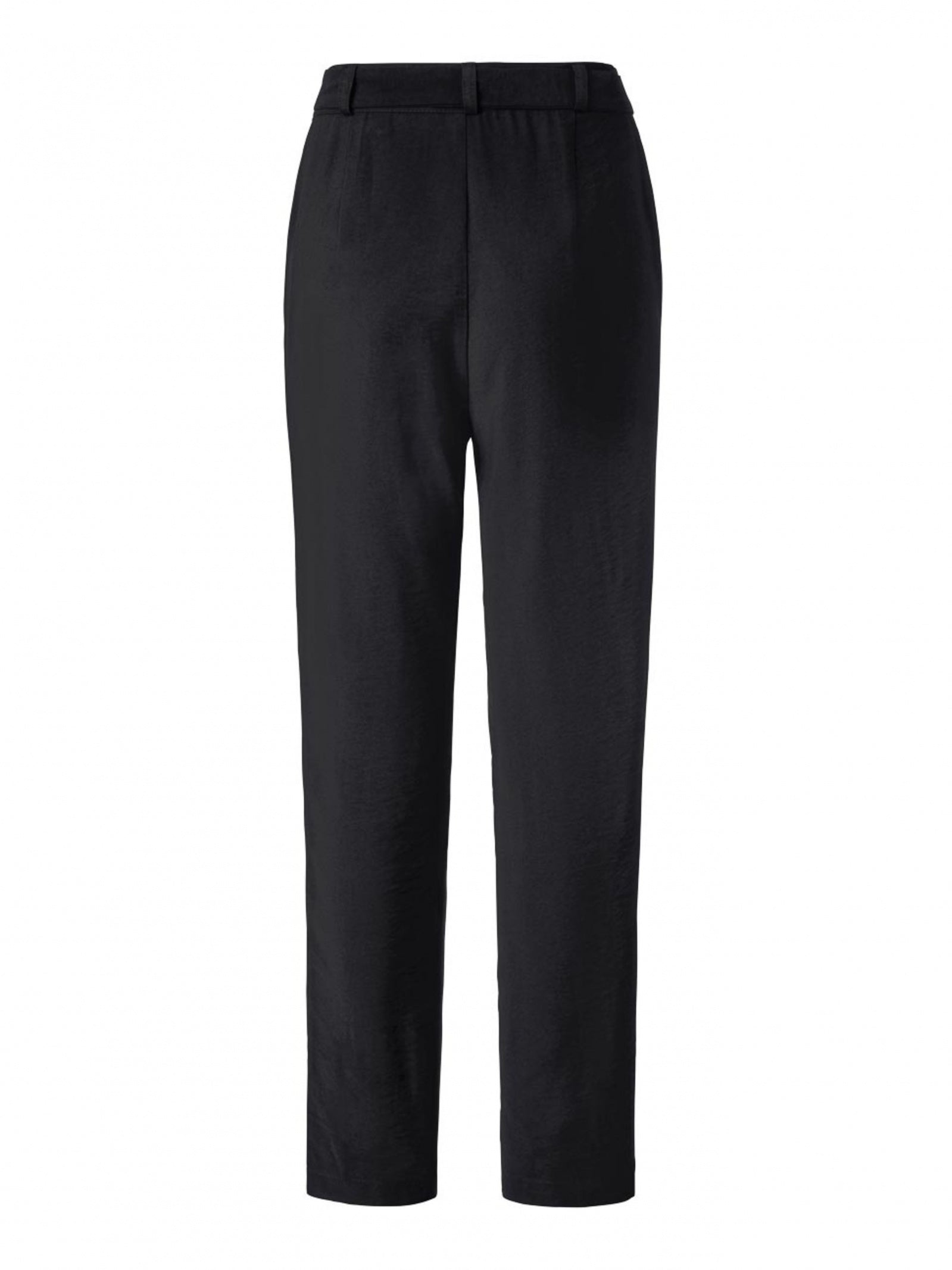 Sporty-elegant trousers with pleats and ties, black 