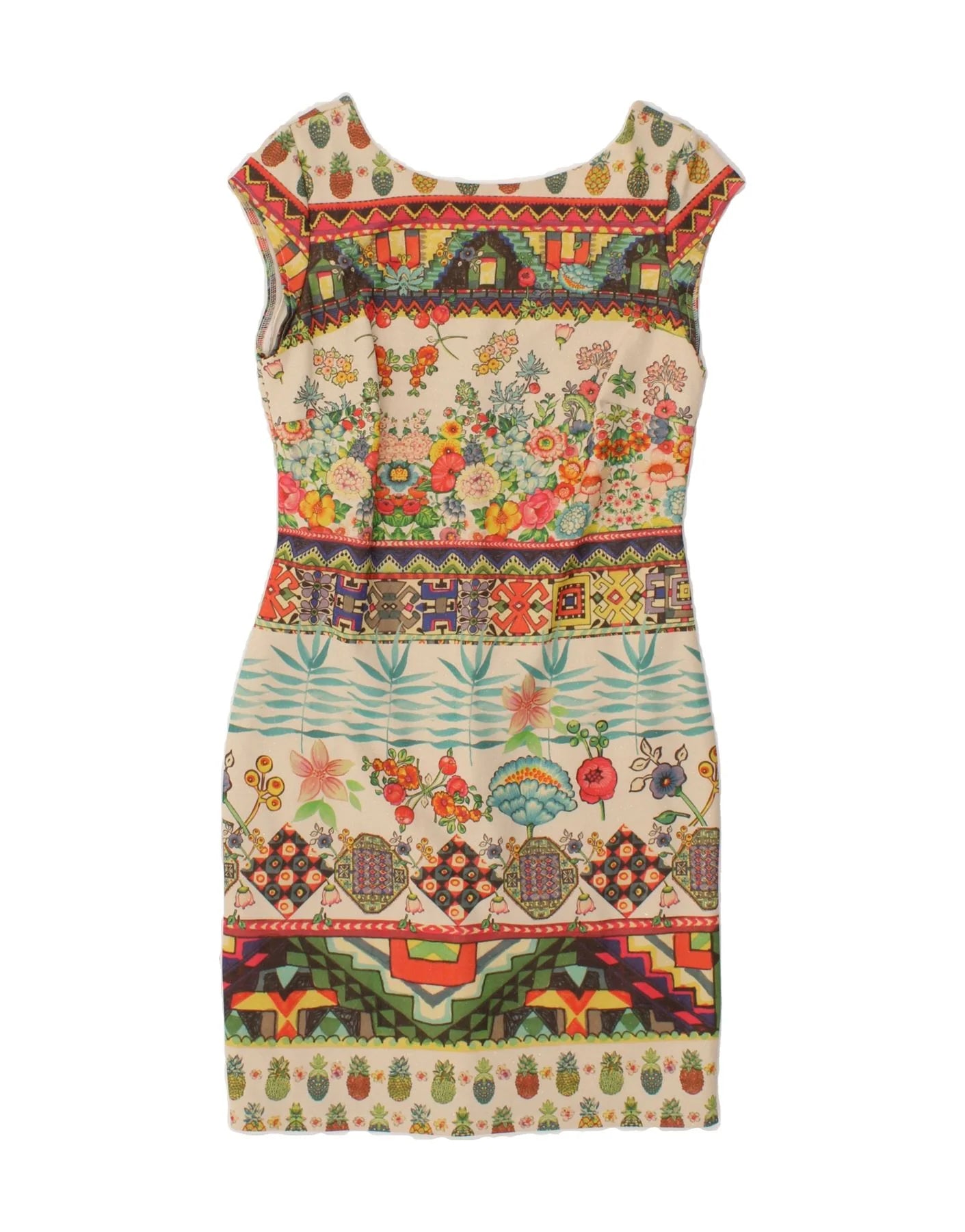Desigual Women's cotton short dress, white with print