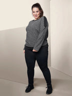 Women's long-sleeved sweater, black and white 