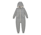 Children's cotton one-piece pajamas with hood, gray